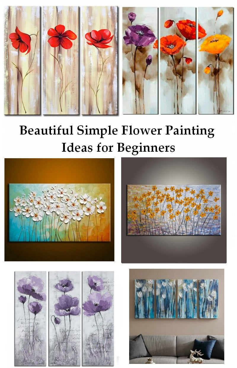 Acrylic Flower Paintings, Abstract Flower Paintings, Easy Flower Paintings, Modern Wall Art Paintings, 3 Piece Wall Art