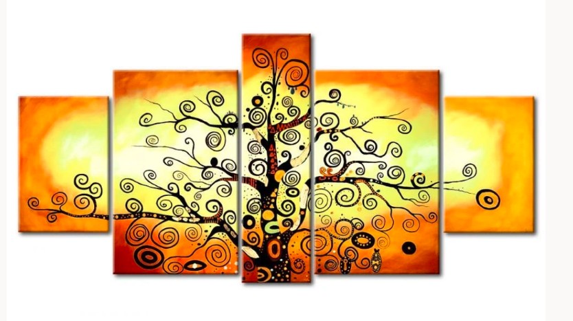 Tree of Life Painting, Acrylic Tree of Life Painting, Abstract Tree Art, 5 Piece Canvas Paintings