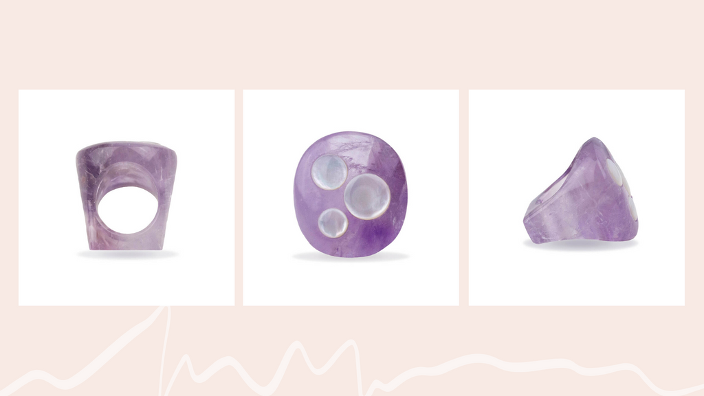Amethyst & Mother of Pearl Orb Ring