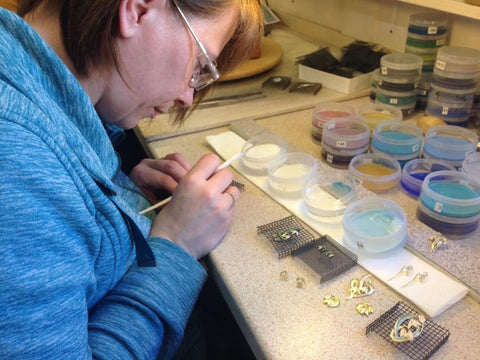 Enamelling the gold snowdrops