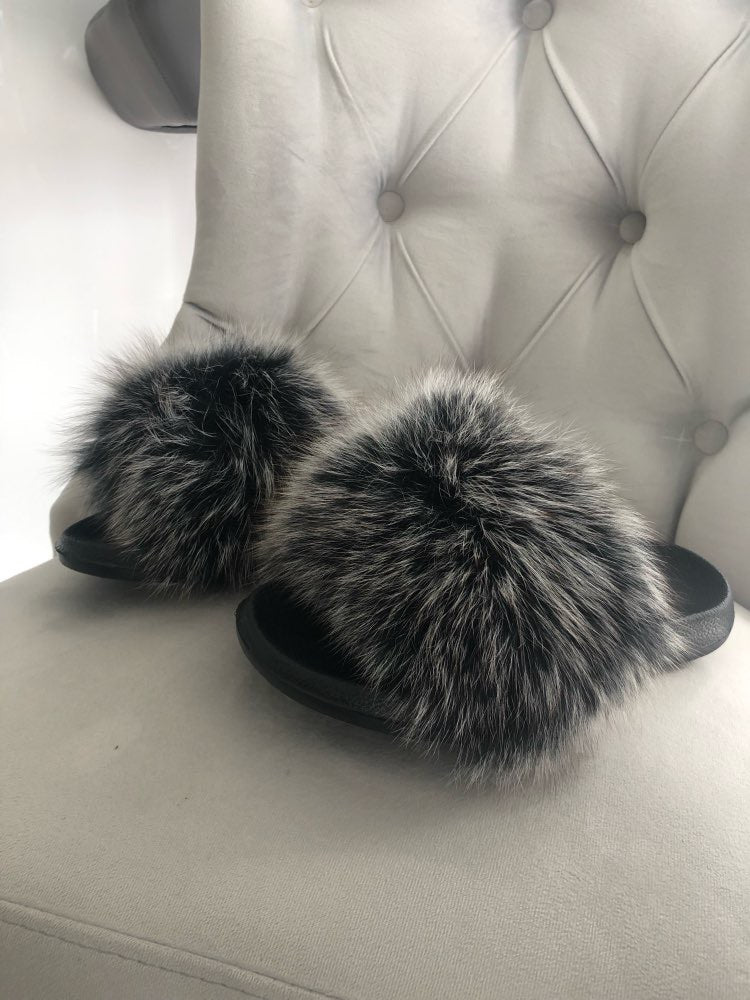 gray furry slides