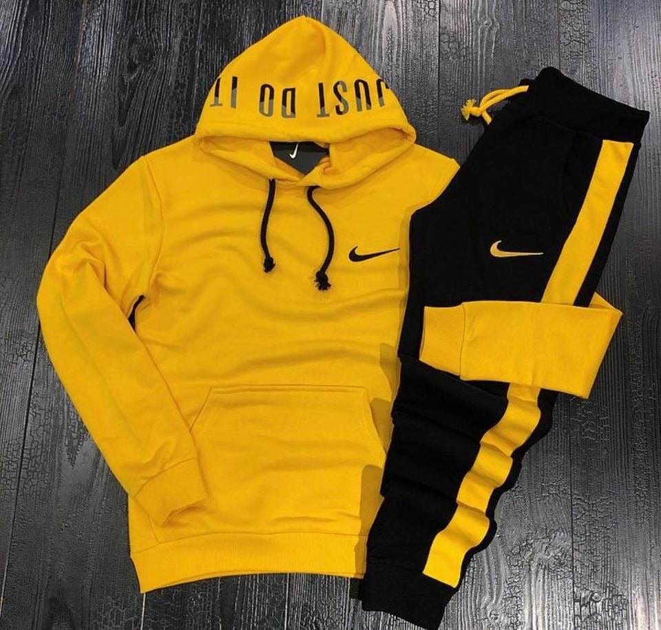 black and yellow nike tracksuit