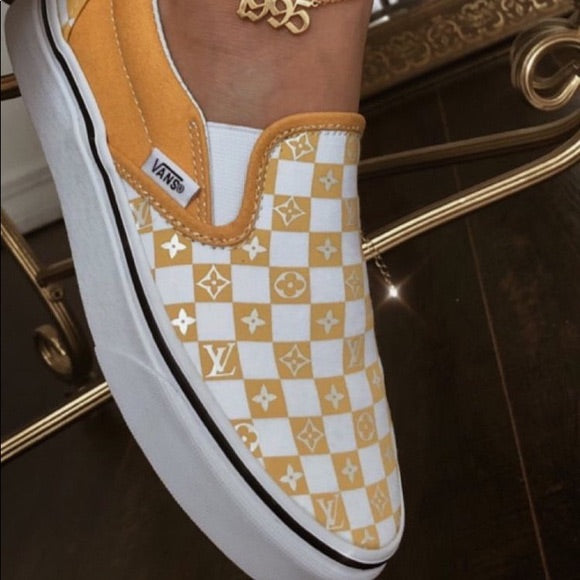 yellow checkered louis vuitton vans