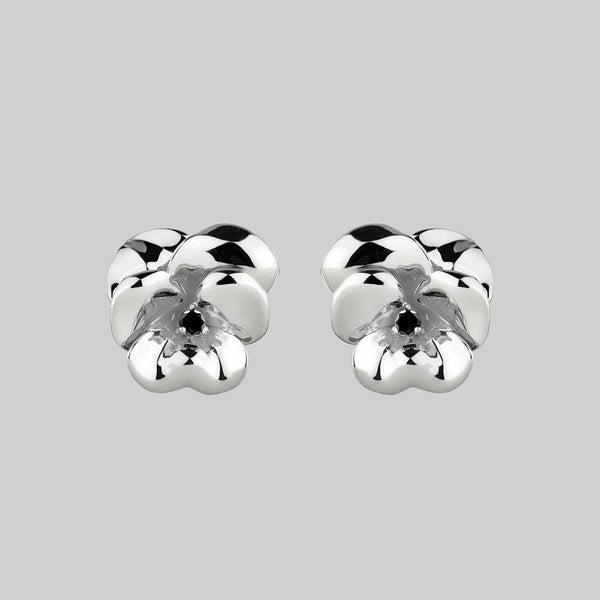 HARMONY. Pansy Flower Stud Earrings - Silver – REGALROSE