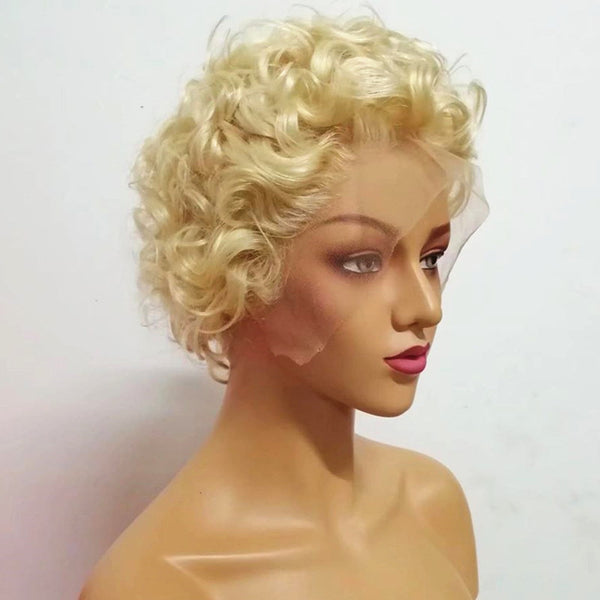 T Part 613 Pixie Cut Wig Deep Wave Slick Back Virgin Human Hair