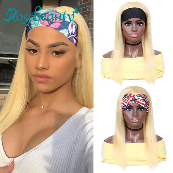 613 Blonde Headband Wig Straight Virgin Human Hair(Get Free Headband)