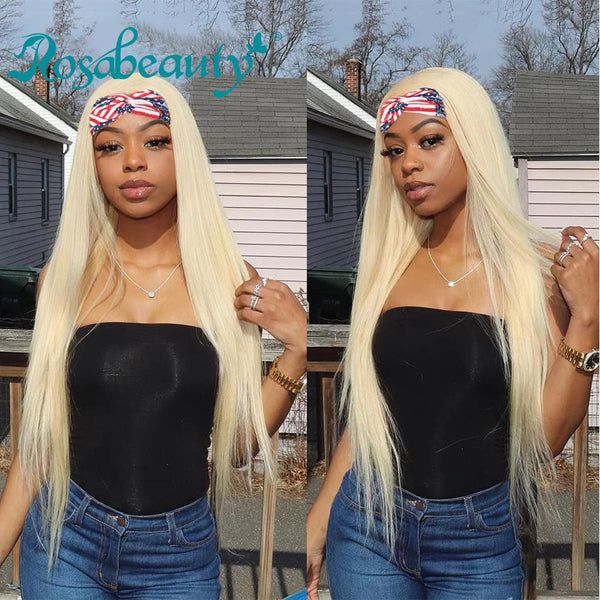 613 Blonde Headband Wig Straight Virgin Human Hair(Get Free Headband)