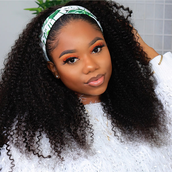 Kinky Curly Headband Wig Virgin Human Hair(Get Free Headband)