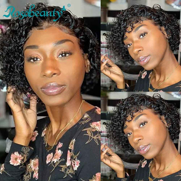 13x1 Pixie Cut Wig Deep Wave Slick Back Virgin Human Hair