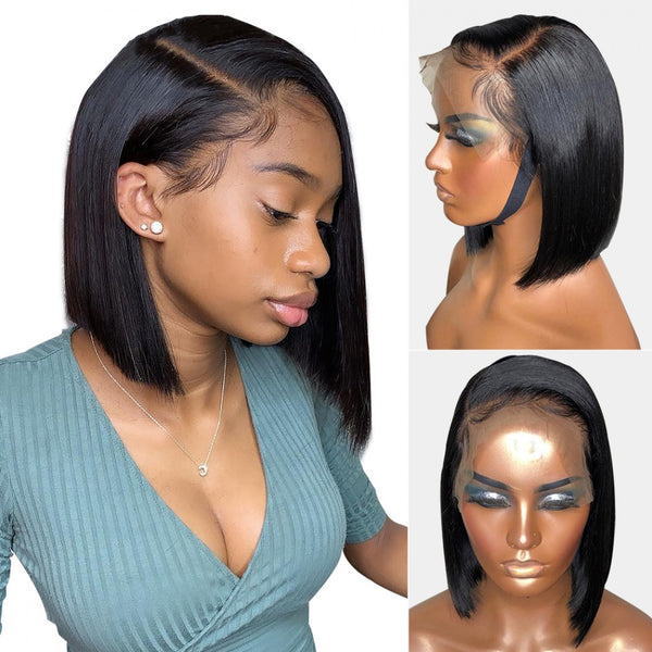 13x4 200% Straight Bob Wigs Human Hair Lace Wig Silky Blunt Cut