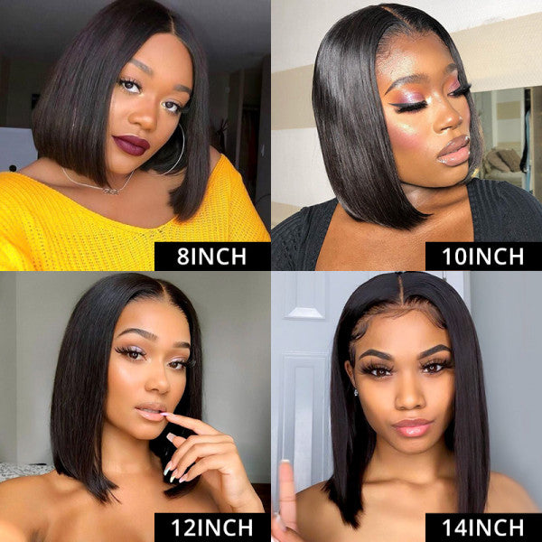 1x6 Bob Wig Lace Front Wig Straight Human Hair Silky Blunt Cut