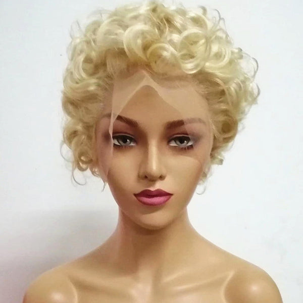 T Part 613 Pixie Cut Wig Deep Wave Slick Back Virgin Human Hair