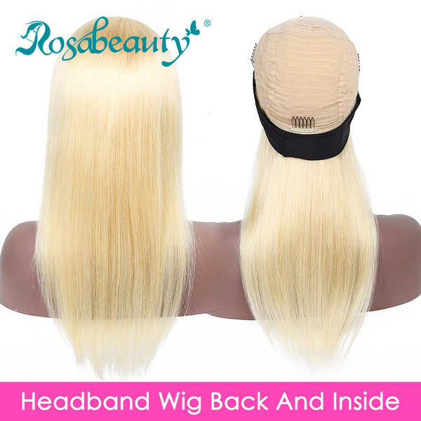 613 Blonde Headband Wig Straight Virgin Human Hair(Get Free Headband)