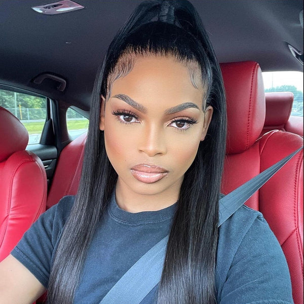 180% Straight 360 Lace Frontal Wigs Pre-plucked Human Hair Wig