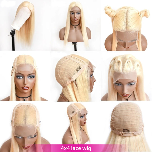 4x4 613 Lace Front Wig Straight Blonde Wigs Brazilian Human Hair