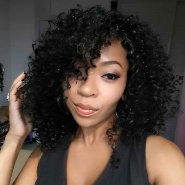 T Part Pixie Cut Curly Bob Wig Virgin Human Hair