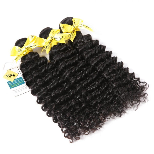 7A 3 Bundles Hair Weave Brazilian Hair With Lace Closure Deep Wave