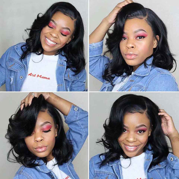 4x4 150% Bob Wig Body Wave Glueless Human Hair