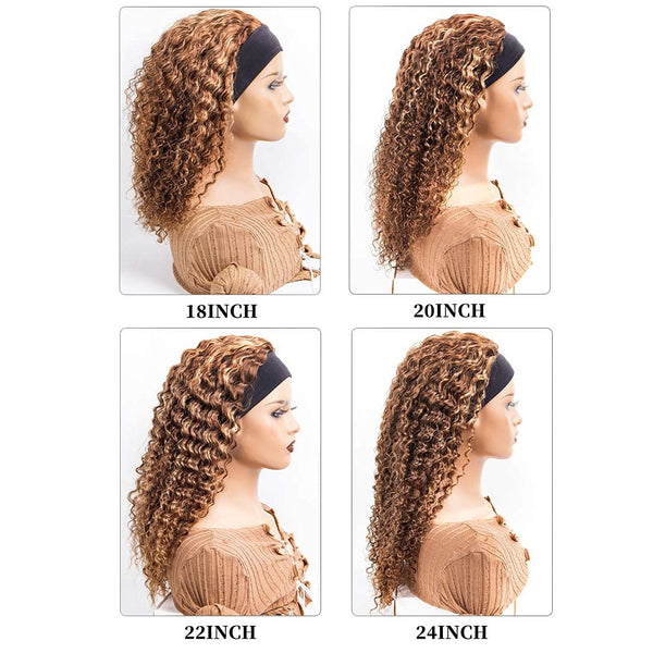 #4/27 Highlight Deep Wave Headband Wig Gllueless Virgin Human Hair