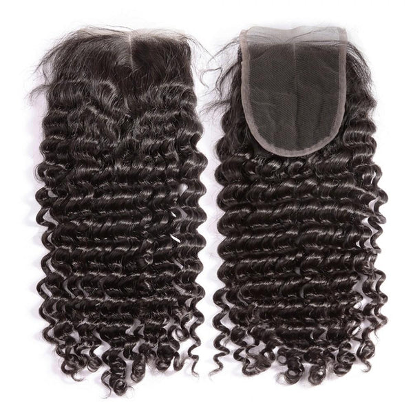 7A 3 Bundles Hair Weave Brazilian Hair With Lace Closure Deep Wave