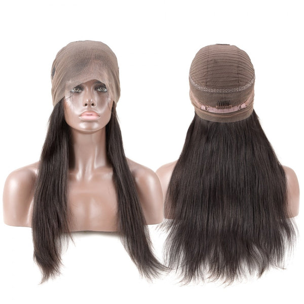 180% Straight 360 Lace Frontal Wigs Pre-plucked Human Hair Wig