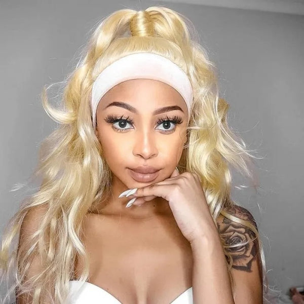 613 Blonde Headband Wig Body Wave Virgin Human Hair(Get Free Headband)