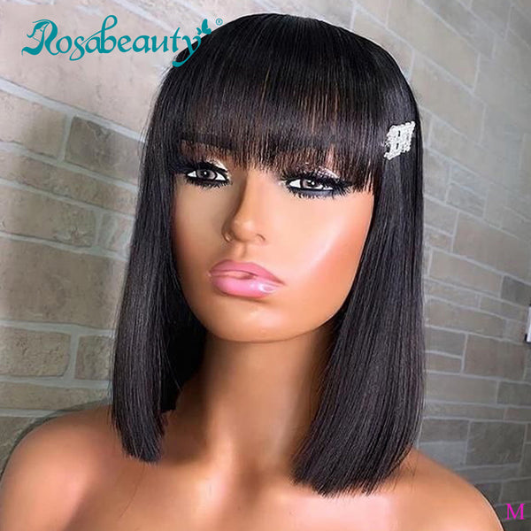 Pixie Cut Bob Bang Wigs Virgin Human Hair