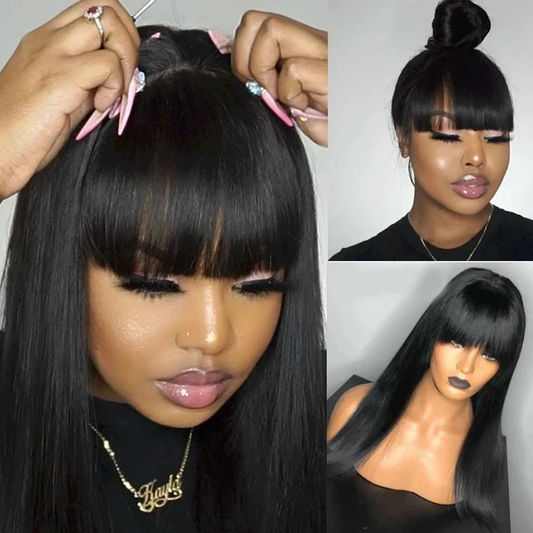 Silk Base Top Bang Wig Virgin Human Hair