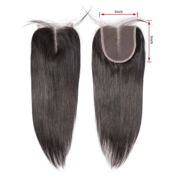 7A 3 Bundles Hair Weave Brazilian Hair With 5x5 Lace Closure Straight