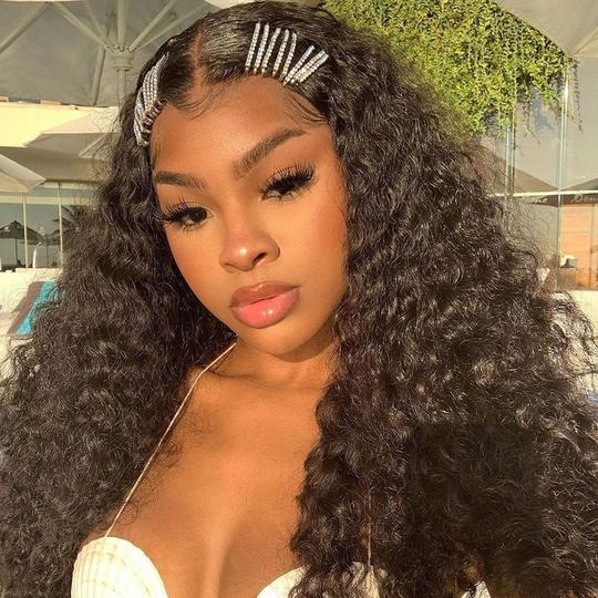 T Part Deep Wave Lace Front Wig Virgin Human Hair Pre-Plucked With Baby Hair