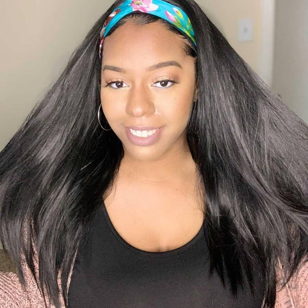 Straight Headband Wig Virgin Human Hair(Get Free Headband)