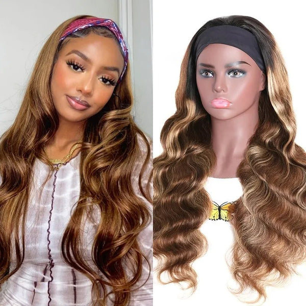 #4/27 Highlight Body Wave Headband Wig Glueless Virgin Human Hair