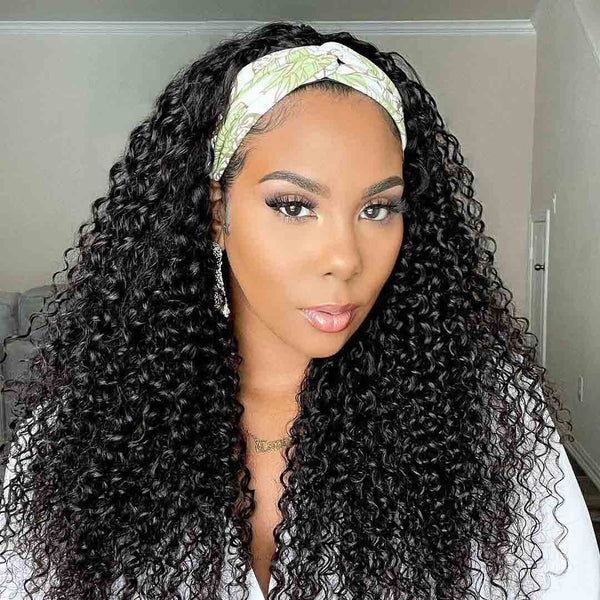 Deep Wave Headband Wig Virgin Human Hair(Get Free Headband)