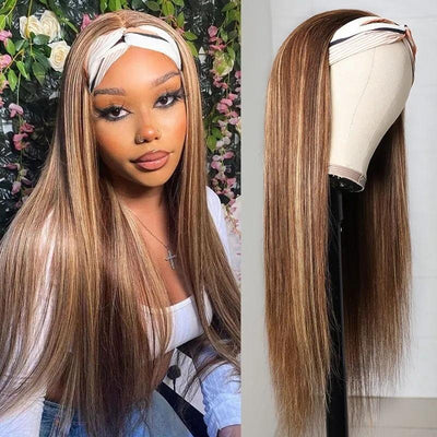 #1B/412 Ombre Color Highlight Straight Headband Wigs Virgin Human Hair