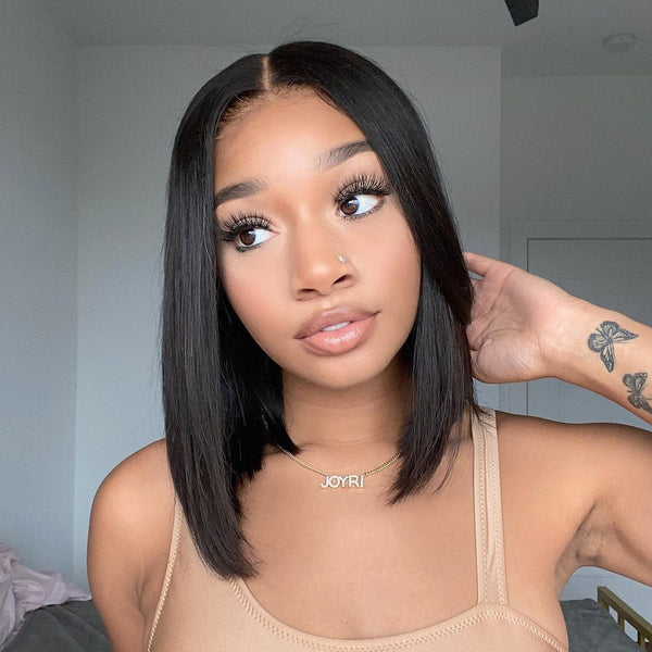 13x4 150% Bob Wig Straight Glueless Human Hair Silky Blunt Cut