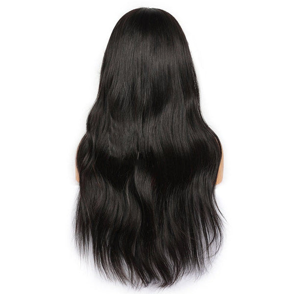 HD Lace Wig With Curtain Bangs Glueless Human Hair Natural Wavy