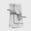 Joanna Buchanan Gold trim linen dinner napkins, white, set of two