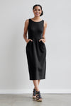 Faire Indigo Women's 100% Organic Cotton Sleeveless Midi Dress with Pockets