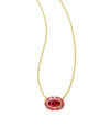 Elisa Crystal Frame Short Pendant Necklace in Gold Raspberry Illusion