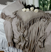 Linen Salvage Luxe Isabella Tatter Velvet Ruffle Collection-Natural
