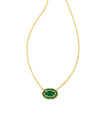 Elisa Gold Crystal Frame Short Pendant Necklace in Kelly Green