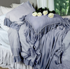 Linen Salvage Luxe Isabella Tatter Velvet Ruffle Collection-Chambray