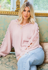Pink Lace V-Neck Sweater