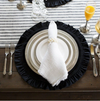 Velvet Round Placemat with Ruffle in Black - Set of 4