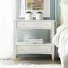 Modern History White Linen Nightstand - Lavender Fields