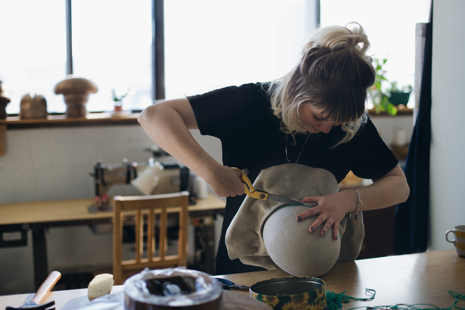 Milliner making a hat