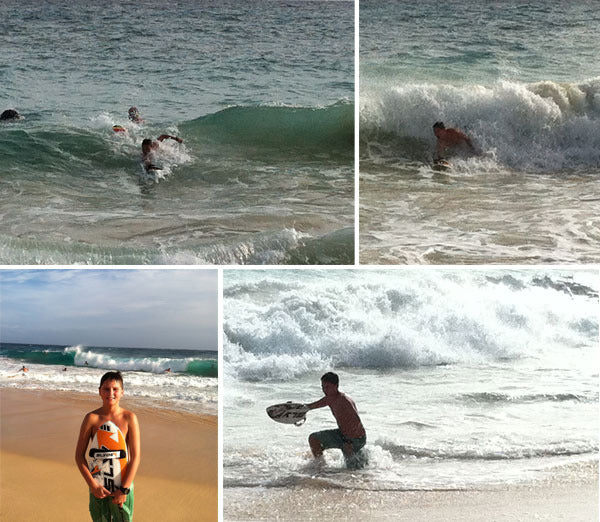 Jameson shredding on his Grom Slyde Handboard in Hawaii
