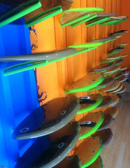 Boards at the new Slyde store on the Venice Beach Boardwalk