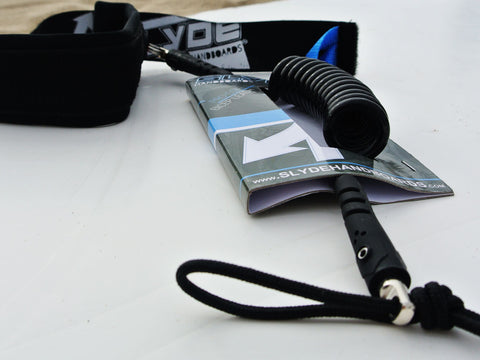 SLYDE  HANDBOARD BICEP COIL LEASH FOR BODY SURFING  KEEP ATTACHED