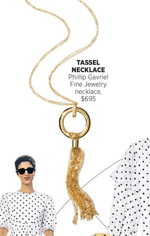 Phillip Gavriel Harper's Bazaar gold tassel necklace